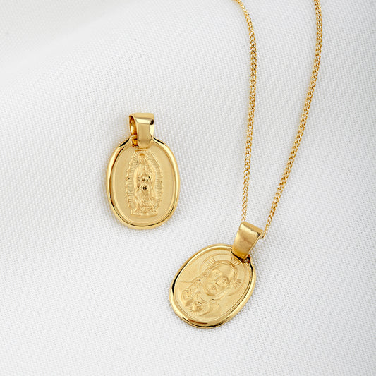 JUEGO DE MEDALLAS PAREJA GRUESAS CON CADENA