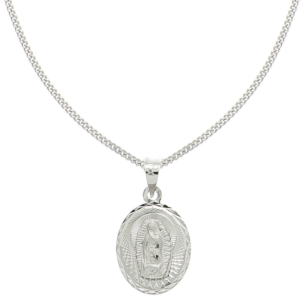 MEDALLA VIRGEN GUADALUPE DIAMANTADA OVAL CON CADENA
