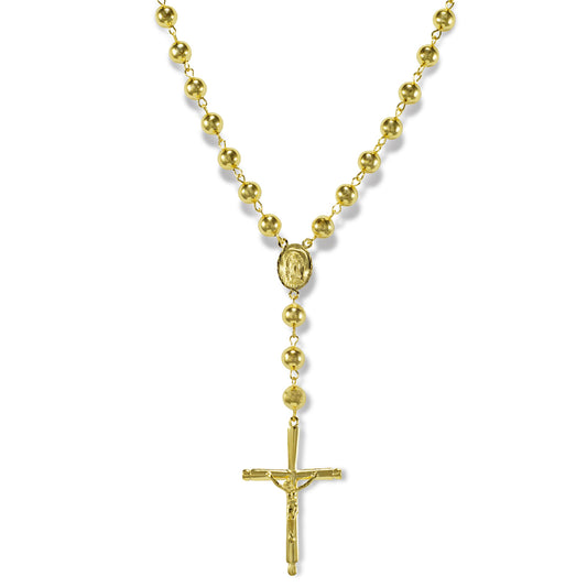 ROSARIO LARGO LISO CON CRUZ CRISTO 8 MM