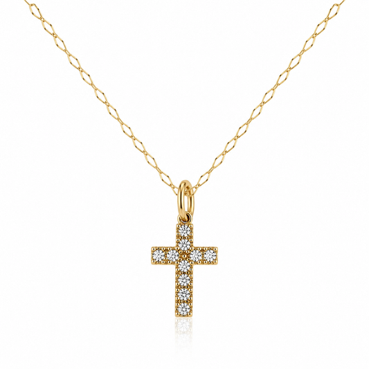 Collar Dije Cruz Chapa Oro Con Zirconias Mujer Marelo CZ49C
