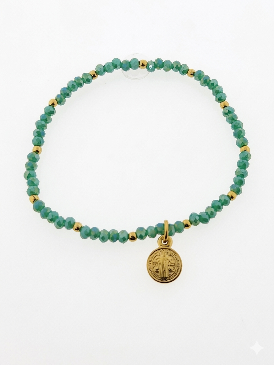 PULSERA SAN BENITO COLGANTE ELÁSTICA DE CRISTAL
