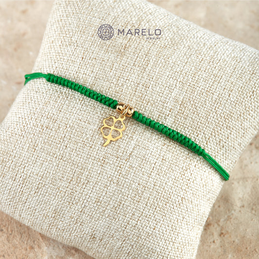 PULSERA TREBOL DIJE HILO