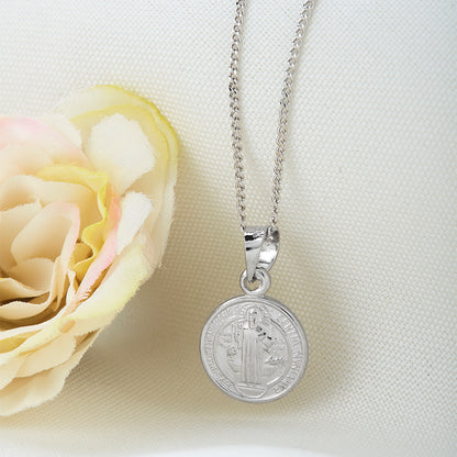 MEDALLA SAN BENITO REDONDA CON CADENA