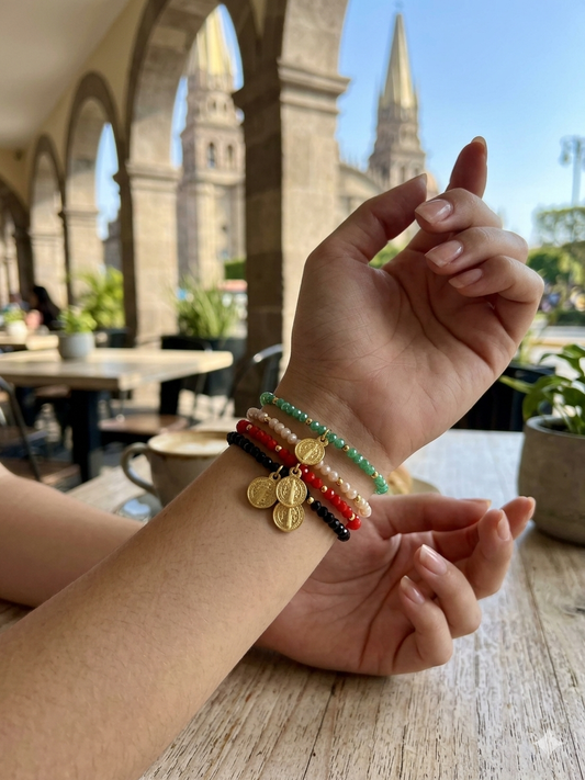 PULSERA SAN BENITO COLGANTE ELÁSTICA DE CRISTAL
