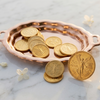 JUEGO DE ARRAS CENTENARIO CON CHAROLA COLOR ORO ROSA