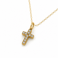 Collar Dije Cruz Chapa Oro Con Zirconias Mujer  Marelo CZ49C